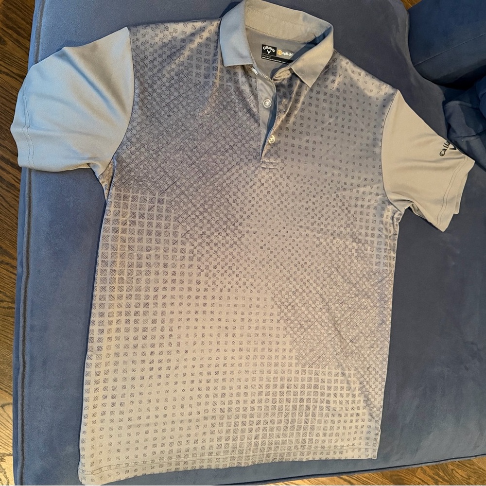 Callaway Light Gray Patterned Polo Shirt